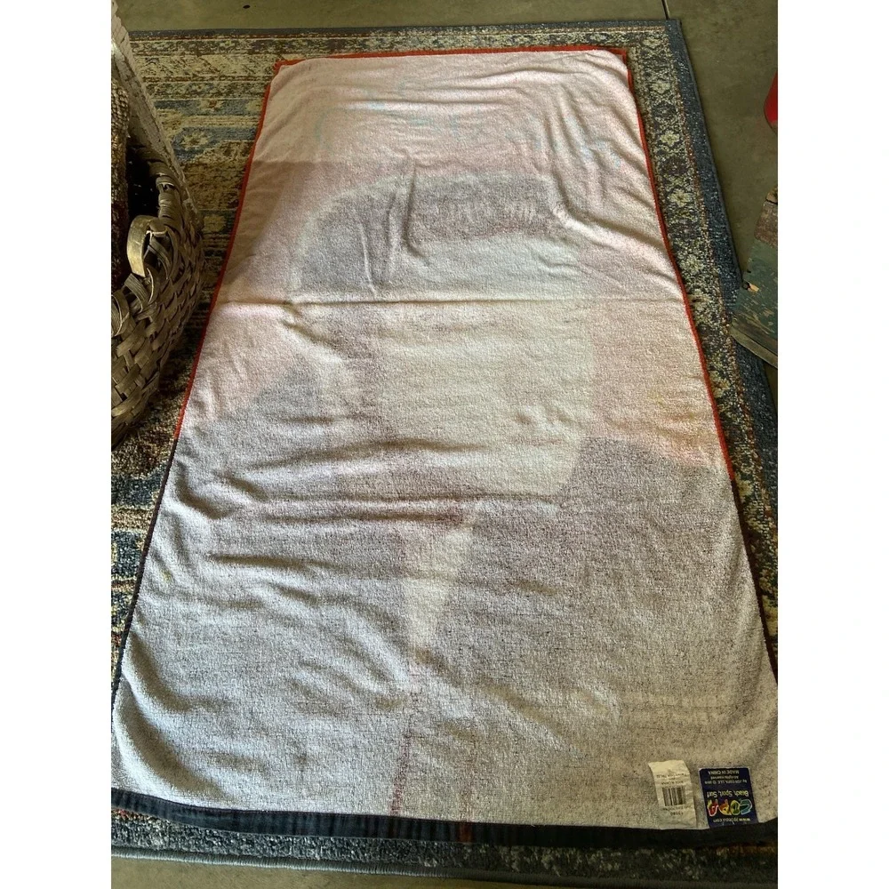 Vintage Elvis Presley Beach Towel Cotton Terry Cloth Signature 56